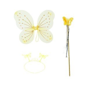 Yellow Butterfly Boy-Girl Set – 50 cm Butterfly Wing, Crown and Scepter