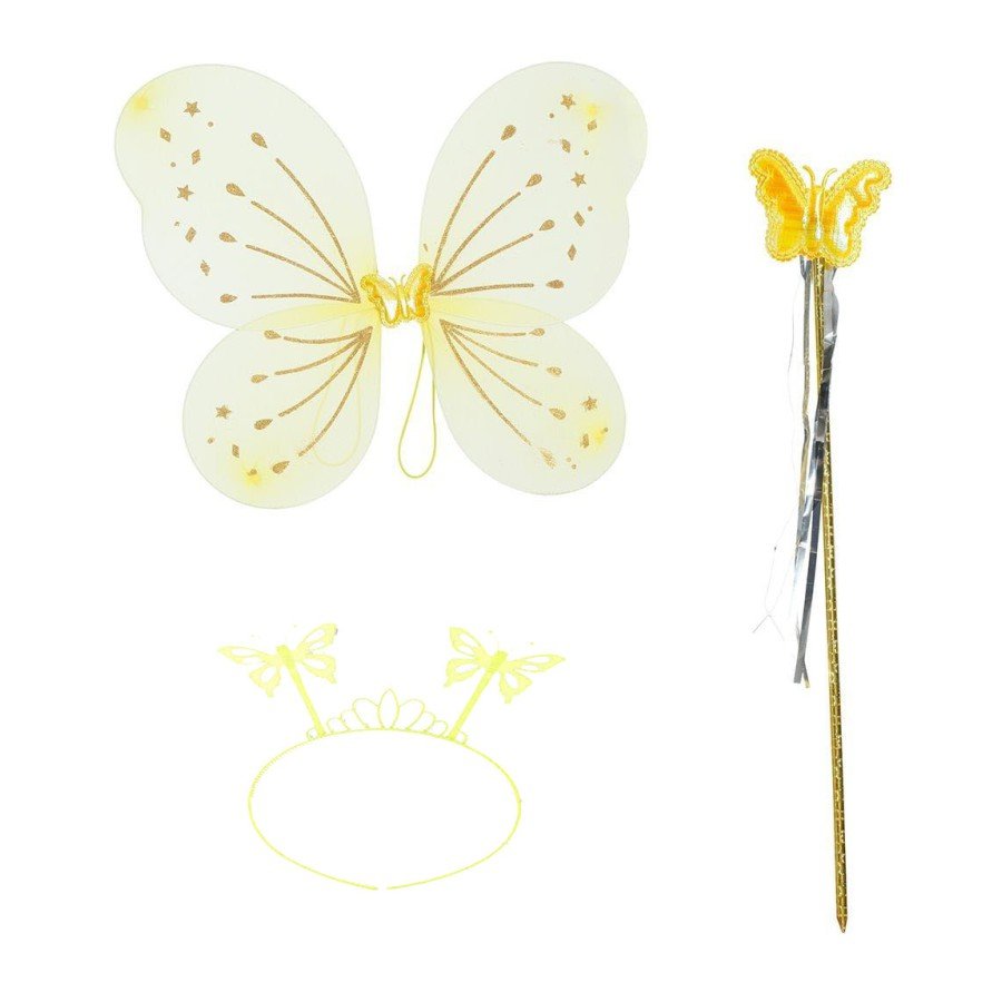 Yellow Butterfly Boy-Girl Set – 50 cm Butterfly Wing, Crown and Scepter