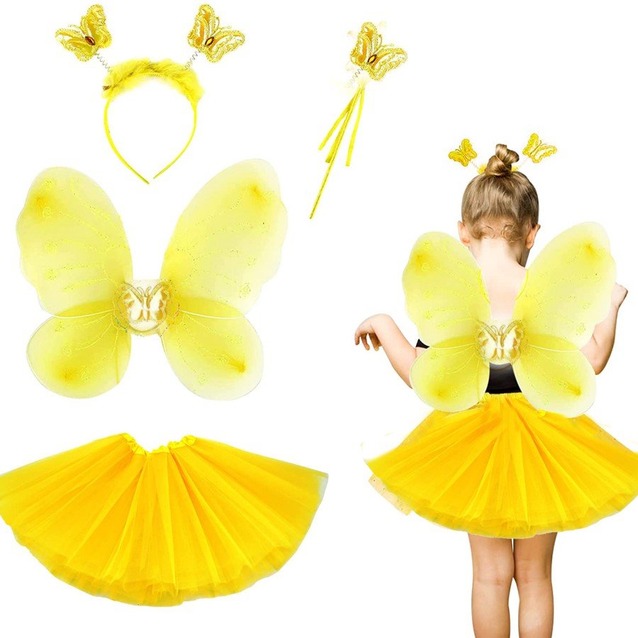 Yellow Butterfly Costume Kids - Yellow Butterfly Costume Accessory Set 4 Pieces