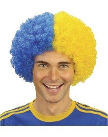 Blonde Navy Blue Curly Afro Bonus Wig Fan Bonus Hair