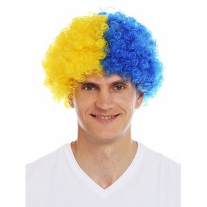 Blonde Navy Blue Curly Afro Bonus Wig Fan Bonus Hair