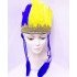 Yellow Navy Blue Color Feathered Indian Headdress | Fan Title