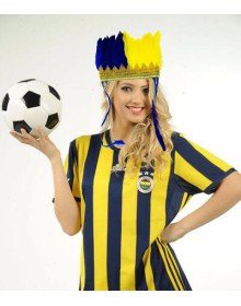 Yellow Navy Blue Fan Feather Headband