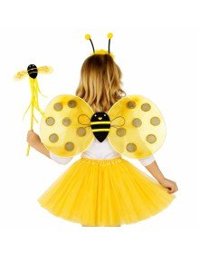 Yellow Color Bee Wing Costume Set (Tutu, Wing, Crown, Wand)