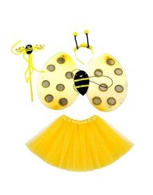 Yellow Color Bee Wing Costume Set (Tutu, Wing, Crown, Wand)