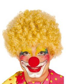Blonde Color Curly Afro Bonus Wig Hair Extensions and Red Nose Set