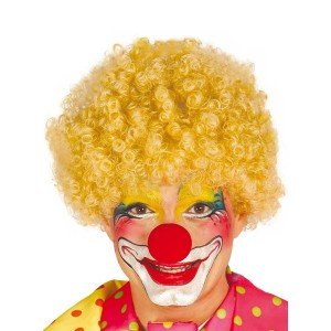 Blonde Color Curly Afro Bonus Wig Hair Extensions and Red Nose Set