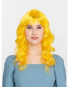 Yellow Color Long Wavy Party Wig