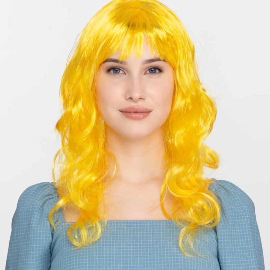 Yellow Color Long Wavy Party Wig