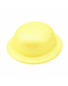 Yellow Glitter Bowler Hat | Thin Plastic Glitter Adult Party Hat