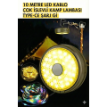 Şarjlı 10 Metre Ledli Şarj Göstergeli 8 Işık Modlu Hareketli Ve Flaşör Modlu Kamp Lambası Led Işık