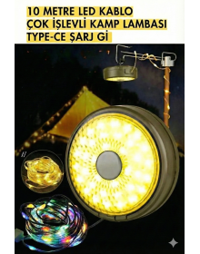 Rechargeable 10 Meter LED Charging Indicator, 8 Light Modes, Moving and Flashing Mode Camping Lamp LED Light