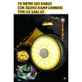 Şarjlı 10 Metre Ledli Şarj Göstergeli 8 Işık Modlu Hareketli Ve Flaşör Modlu Kamp Lambası Led Işık