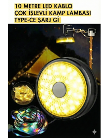 Rechargeable 10 Meter LED Charging Indicator, 8 Light Modes, Moving and Flashing Mode Camping Lamp LED Light