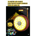 Şarjlı 10 Metre Ledli Şarj Göstergeli 8 Işık Modlu Hareketli Ve Flaşör Modlu Kamp Lambası Led Işık