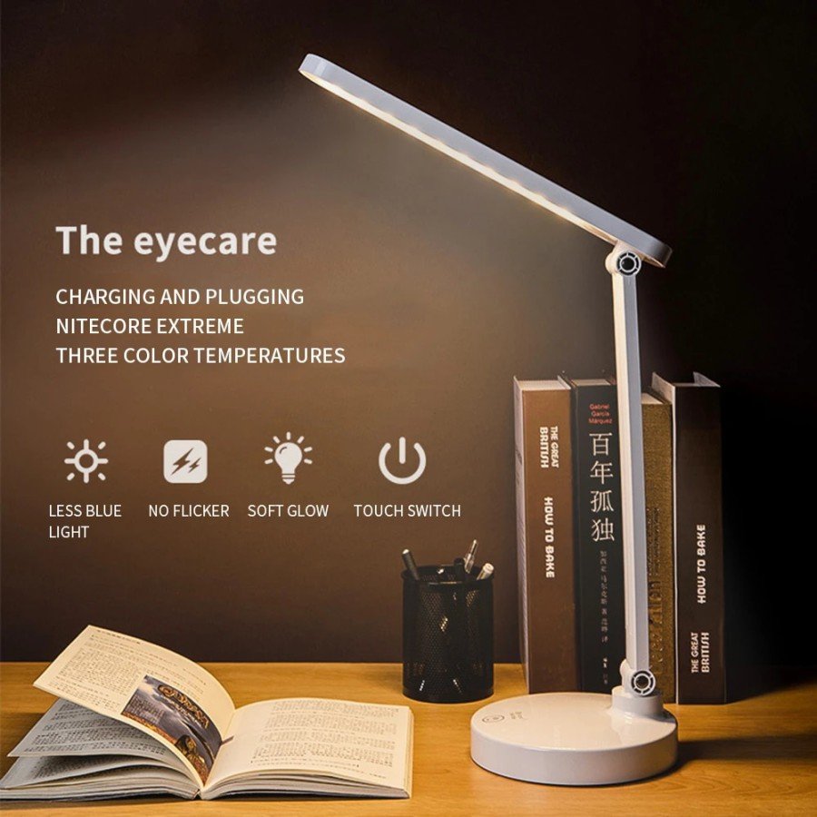 Rechargeable 40 LED Study Reading Light Stepped Desk Lamp Adjustable Color Tone and Brightness PS-1912