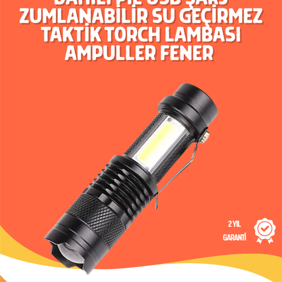 Rechargeable LED Flashlight - 14500 Battery Included, 4 Light Modes, Mini Size