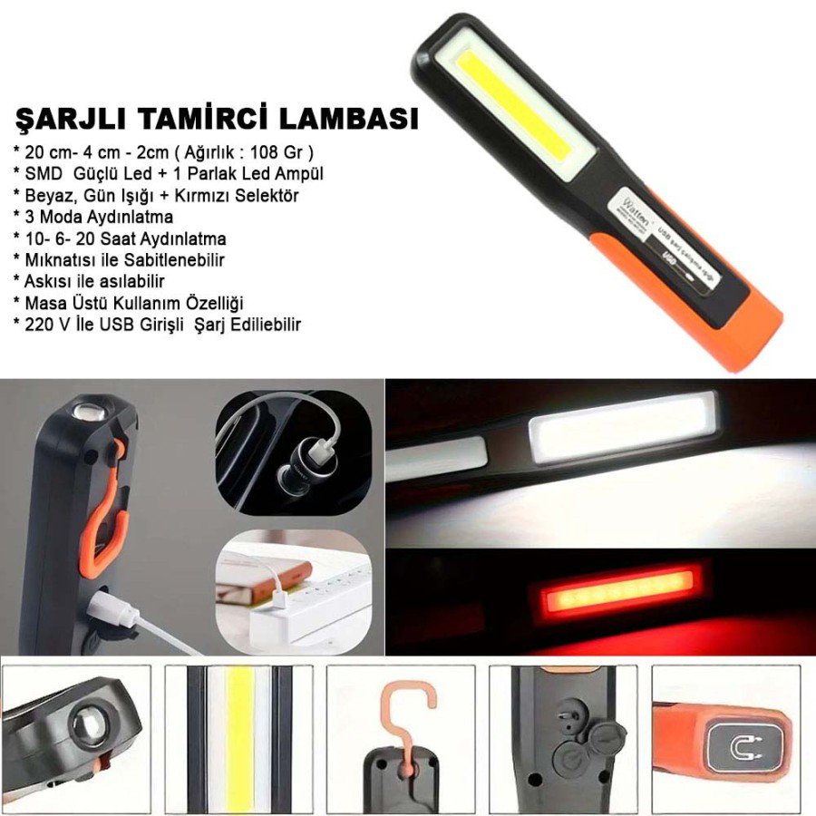 Rechargeable Mechanic Lamp Watton Wt-297 Rechargeable Mechanic Lamp Watton Wt-297