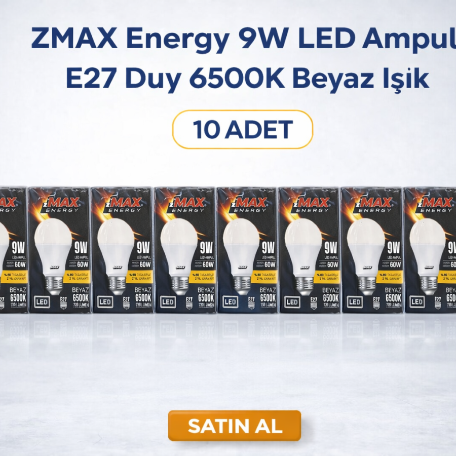 ZMAX Energy 9W LED Bulb E27 Lampholder 6500K White Light 720 Lumen 60W Equivalent Energy Saving 10 Pieces