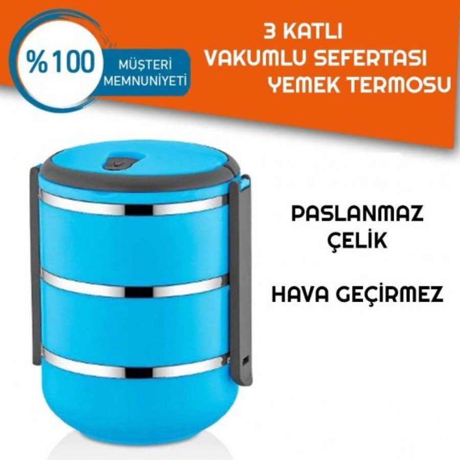 Lunchbox Food Thermos Storage Container Thermos Set of 3 - Blue Lunchbox Food Thermos Storage Container Thermos Set of 3 - Blue