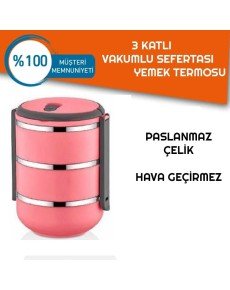 Lunchbox Food Thermos Storage Container Thermos Set of 3 - Pink