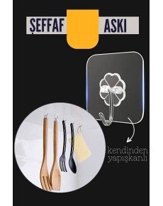 Transparent Adhesive Hanger, Kitchen Bathroom Wall Hanger, Practical Hook Set Without Nail