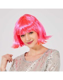 Candy Pink Color Party Wig Blunt Hair
