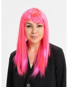 Candy Pink Dark Pink Color Long Straight Party Wig