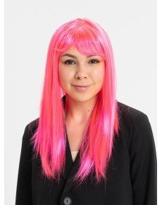 Candy Pink Dark Pink Color Long Straight Party Wig