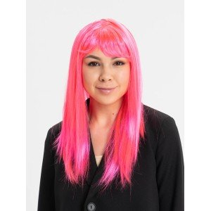 Candy Pink Dark Pink Color Long Straight Party Wig