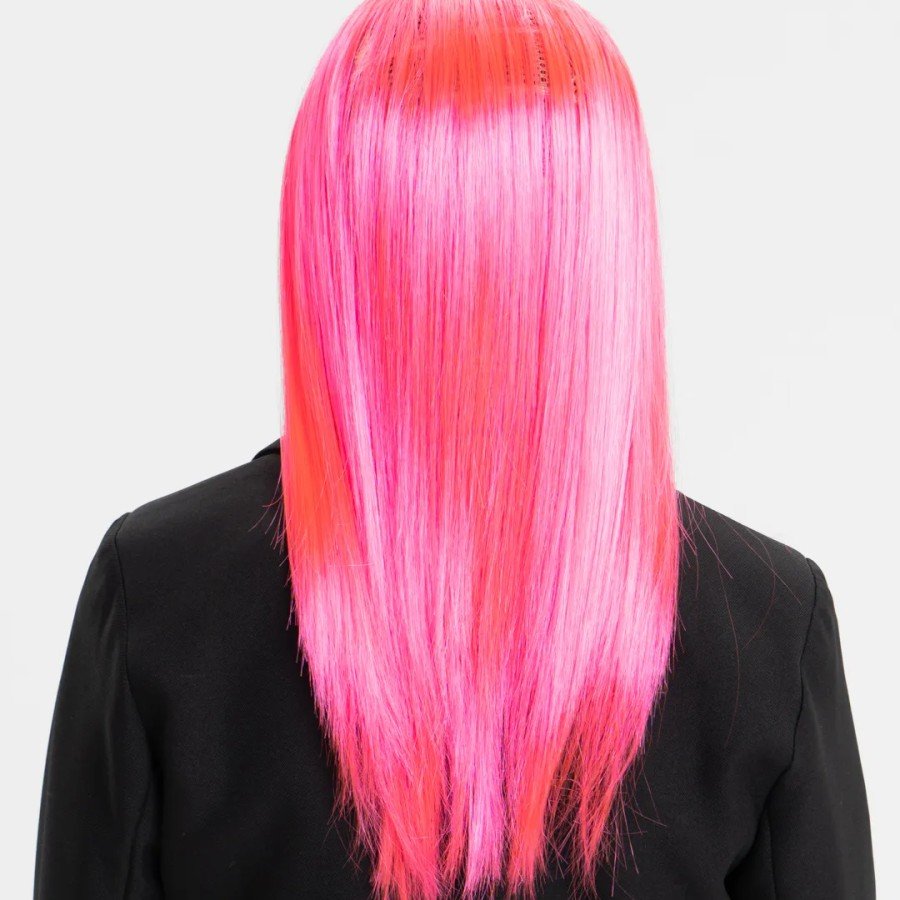 Candy Pink Dark Pink Color Long Straight Party Wig