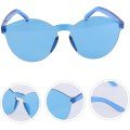Hard Mica Oval Shaped Rimless Blue Glasses Retro Party 5x14 cm