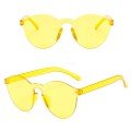 Hard Mica Oval Shaped Rimless Yellow Glasses Retro Party 5x14 cm