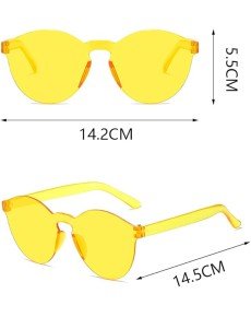 Hard Mica Oval Shaped Rimless Yellow Glasses Retro Party 5x14 cm