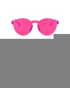 Hard Mica Oval Shaped Rimless Fuchsia Glasses Retro Party 5x14 cm