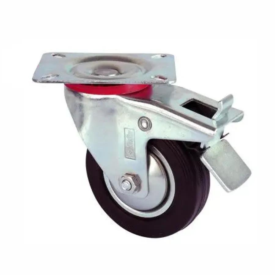 Service Wheel - Black Swivel with Table Brake - Diameter 80 mm