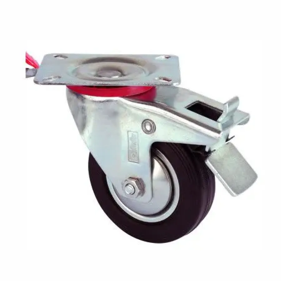 Service Wheel - Black Swivel with Plate and Brake - Diameter 150 mm Service Wheel - Black Swivel with Plate and Brake - Diameter 150 mm