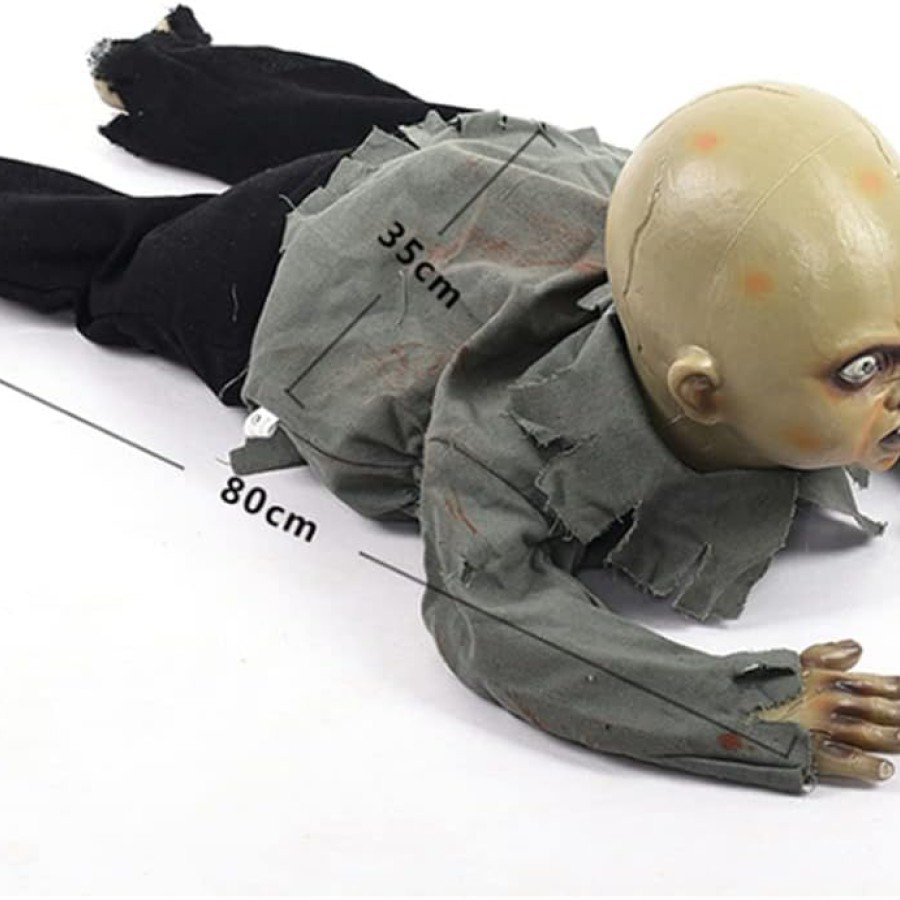 Moving Baby Ghost Zombie Decoration with Sound, Light and Sensor Crawling on the Ground 30x85 cm