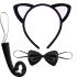 Cute Cat Costume Set Ear Bow Tie Tail White Color