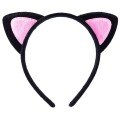 Cute Cat Ear Fluffy Cat Crown Black Inside Pink Color 17x15 cm