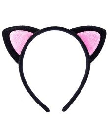 Cute Cat Ear Fluffy Cat Crown Black Inside Pink Color 17x15 cm