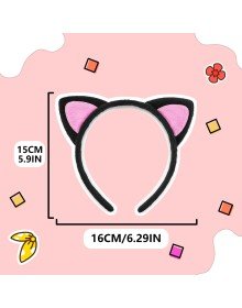 Cute Cat Ear Fluffy Cat Crown Black Inside Pink Color 17x15 cm