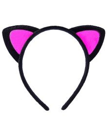 Cute Cat Ear Fluffy Cat Crown Black Inside Candy Fuchsia Color 17x15 cm