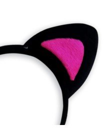 Cute Cat Ear Fluffy Cat Crown Black Inside Candy Fuchsia Color 17x15 cm