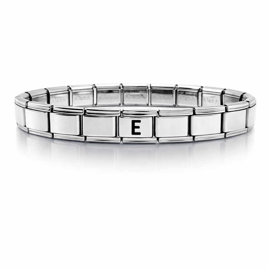 Letter E Steel Bracelet – Personalized Stainless Steel Women s Bracelet – Flexible Italian Model
