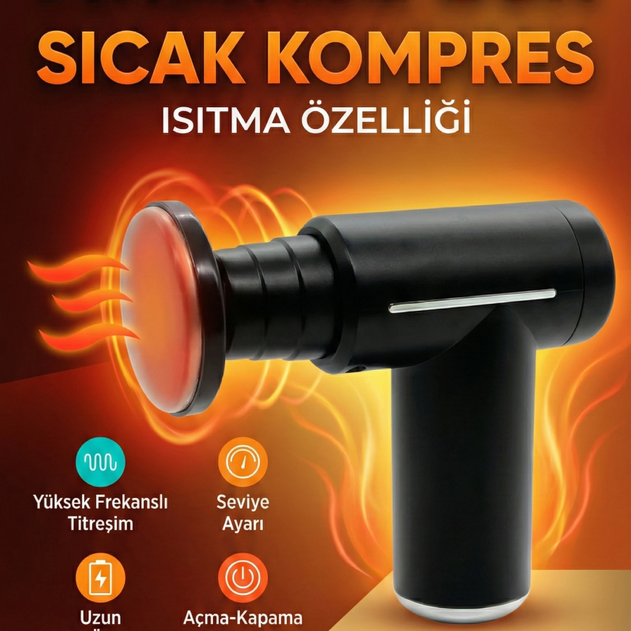 Sıcak Ve Soğuk Terapili Masaj Tabancası - Şarjlı Isıtmalı Masaj Cihazı - Sporcu Masaj Aleti