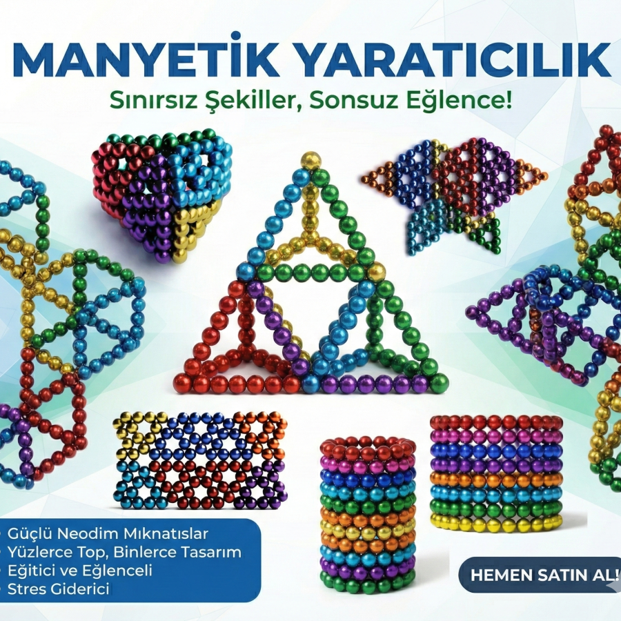 Sihirli Manyetik Toplar Dyum Mıknatıs Küp Bilye 216 Adet Cube Küp Dymium