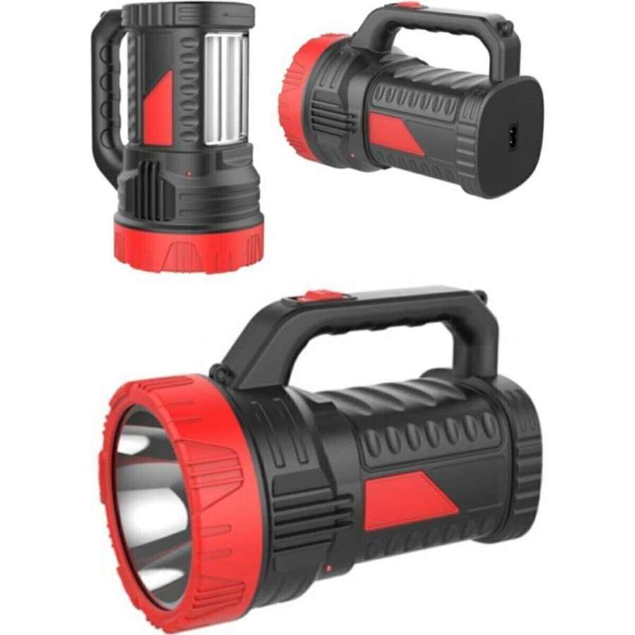 Silver Projector 15w Led Rechargeable Flashlight And X2 Tube 26smd Led Bidirectional