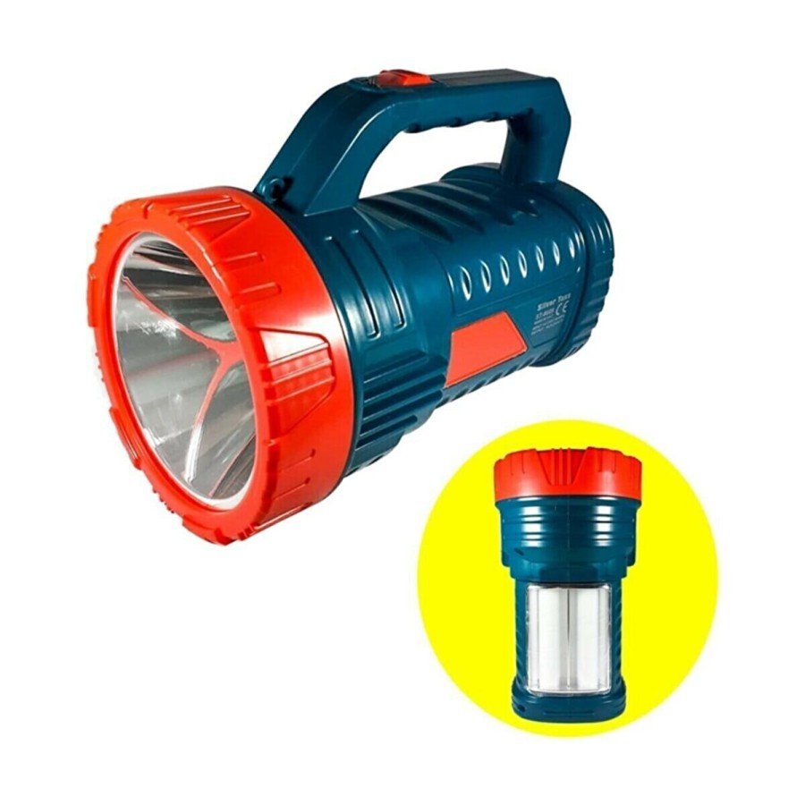 Silver Projector 15w Led Rechargeable Flashlight And X2 Tube 26smd Led Bidirectional