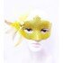 Glitter Embroidered Pearl Bead Detailed Feathered Ball Mask Gold Color 13x18 cm